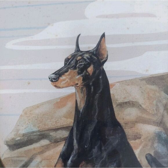 Marcia Van Woert Signed Wood Framed Orignal Dobermen Print Lithograph Numbered - Picture 6 of 8